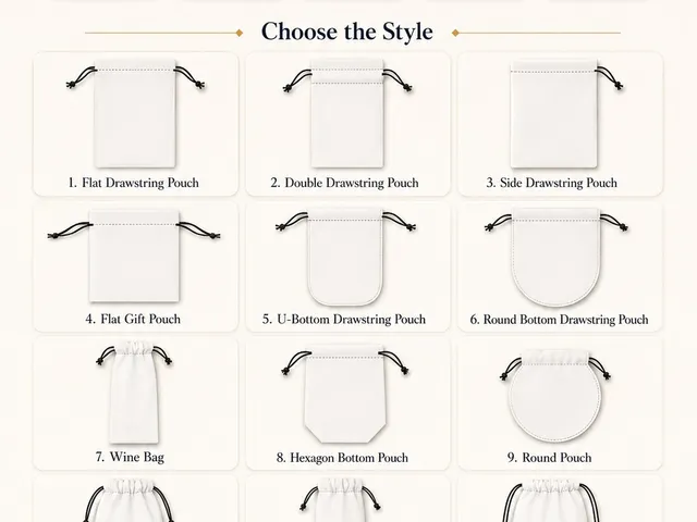 Custom packaging bag style options including drawstring pouches gift pouches wine bags zipper pouches and flap pouches